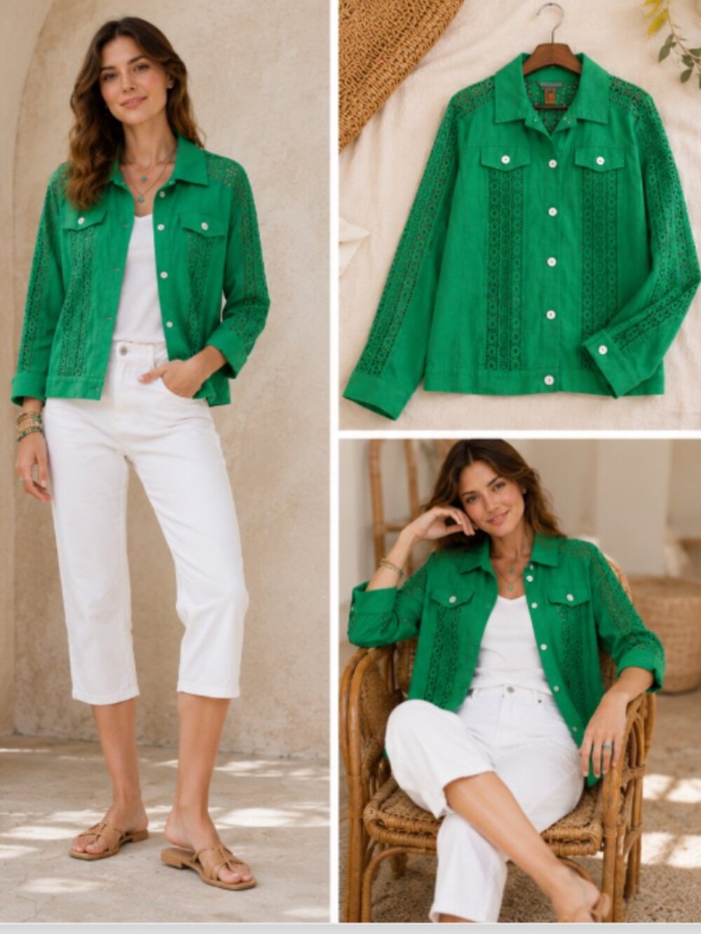 Green Linen Blend Top Jacket Shacket Size Medium